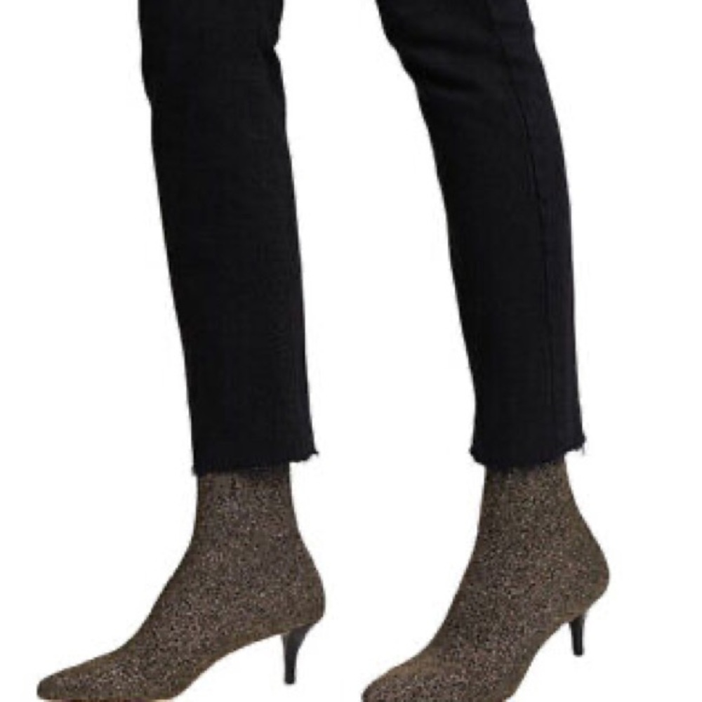 Loeffler Randall Kassidy Glittery Gold Stretch Ankle Boots